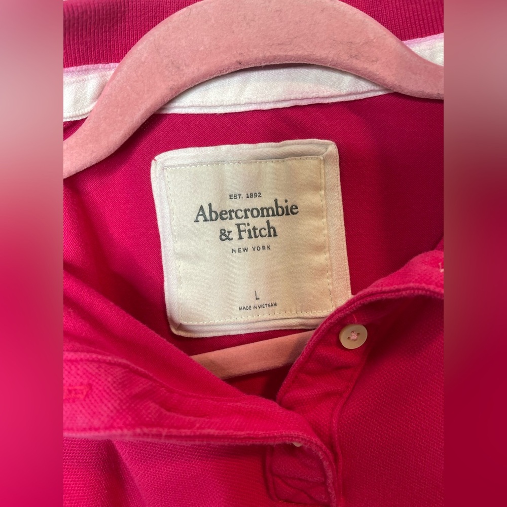 Abercrombie & Fitch Vibrant Pink Polo Shirt - Picture 3 of 4